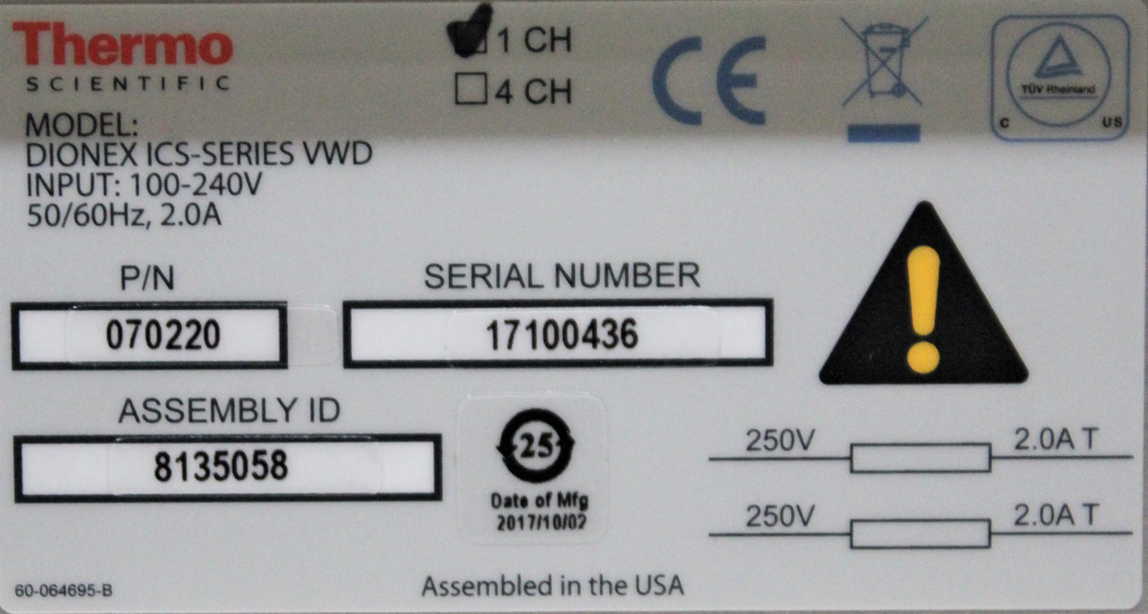 Thermo Scientific Dionex ICS-Series VWD Variable Wavelength Detector