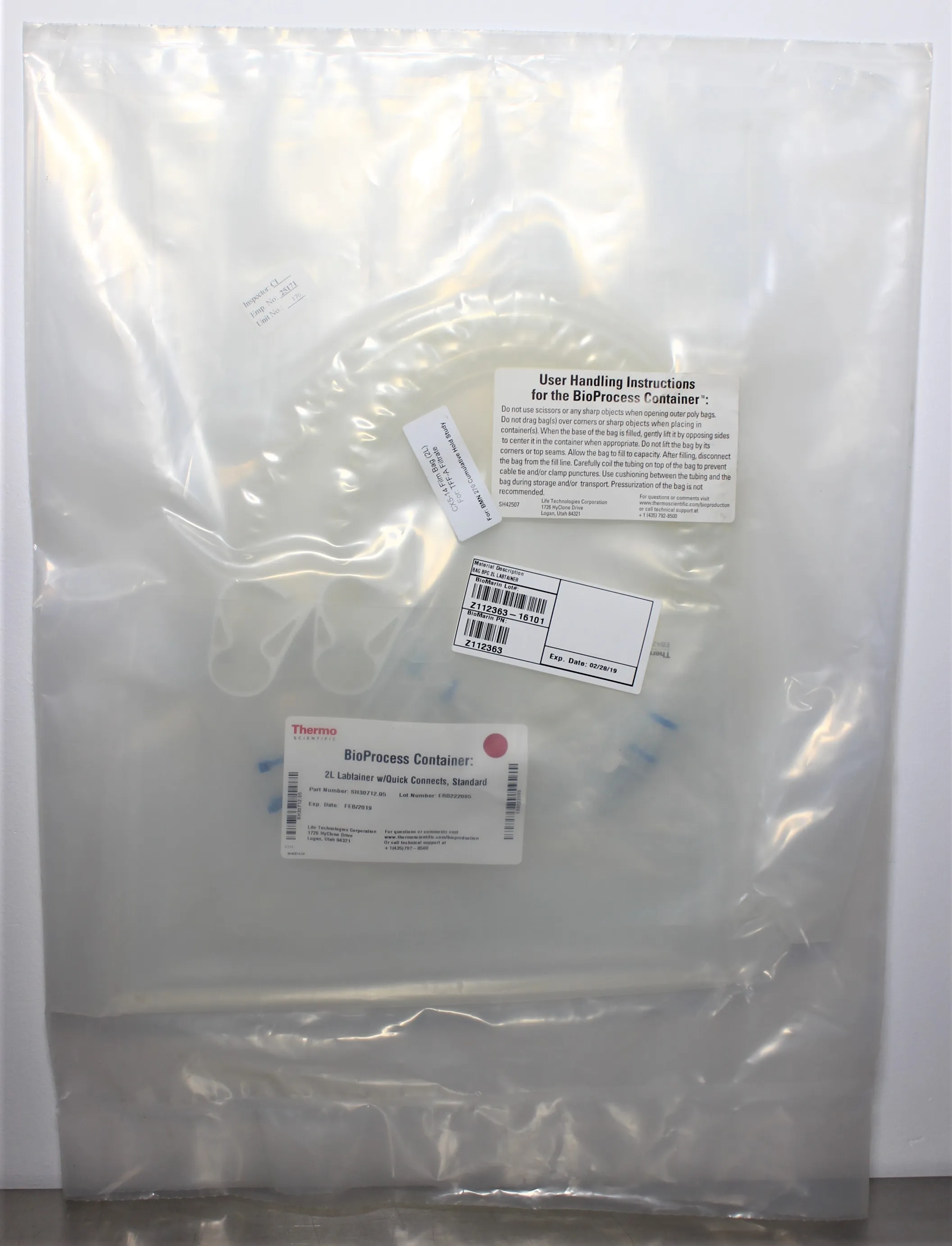 Thermo Scientific BioProcess Container 2L Universal w Quick Connects SH30712.05