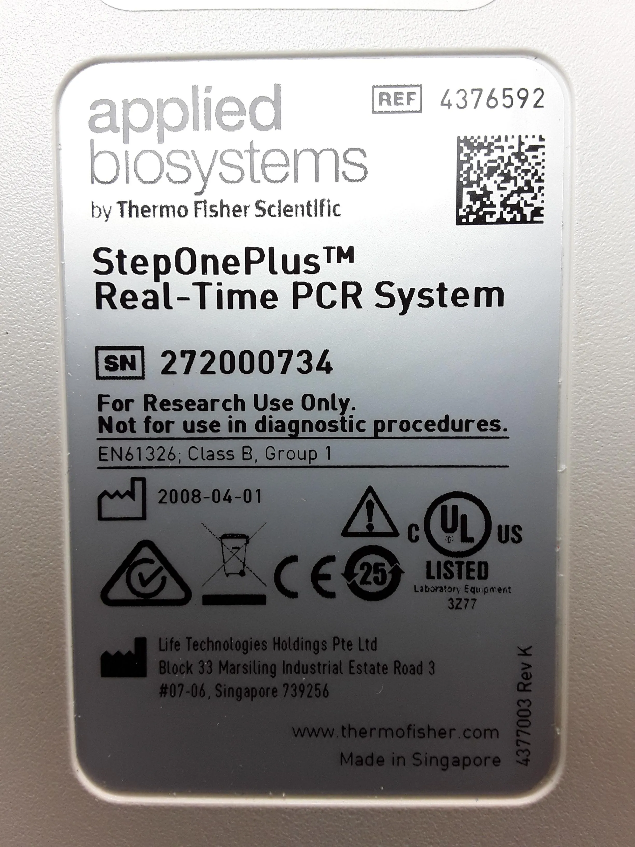 Applied Biosystems StepOne Plus Real-Time PCR System 96-well