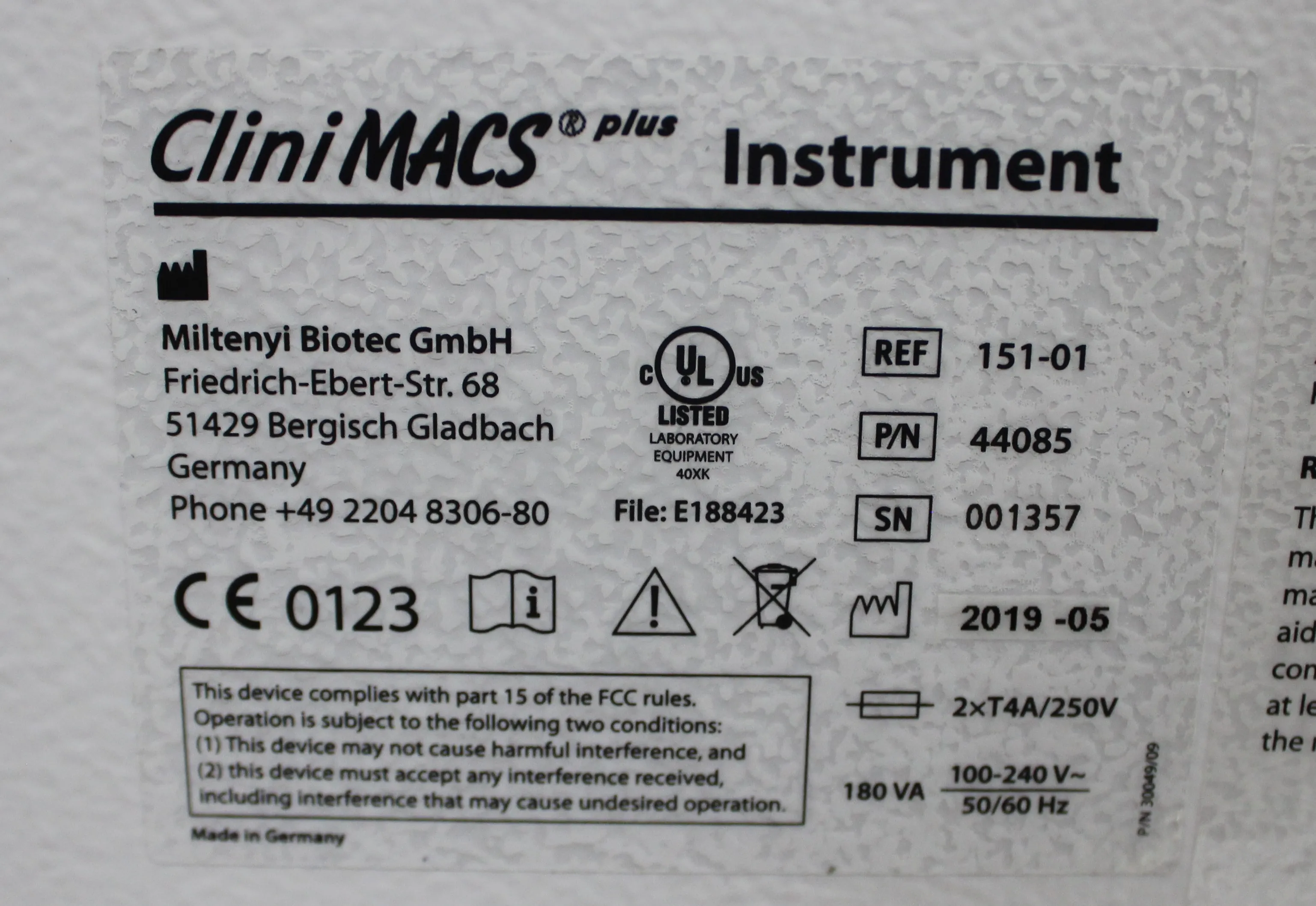 Used Miltenyi Biotech CliniMACS Plus Cell Harvester Separator System 001357