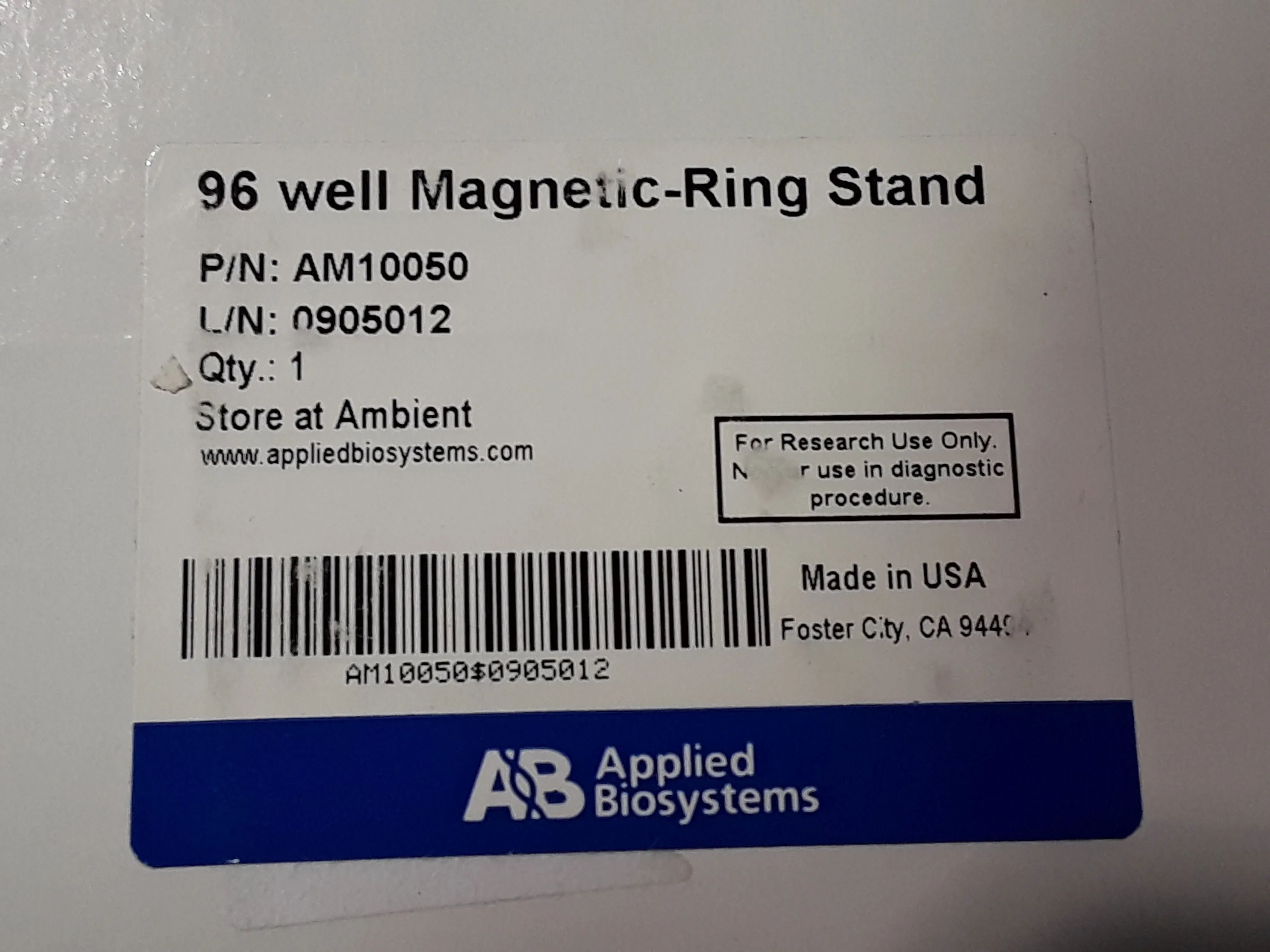 Applied Biosystems 96 Well Magnetic Ring Stand AM10050