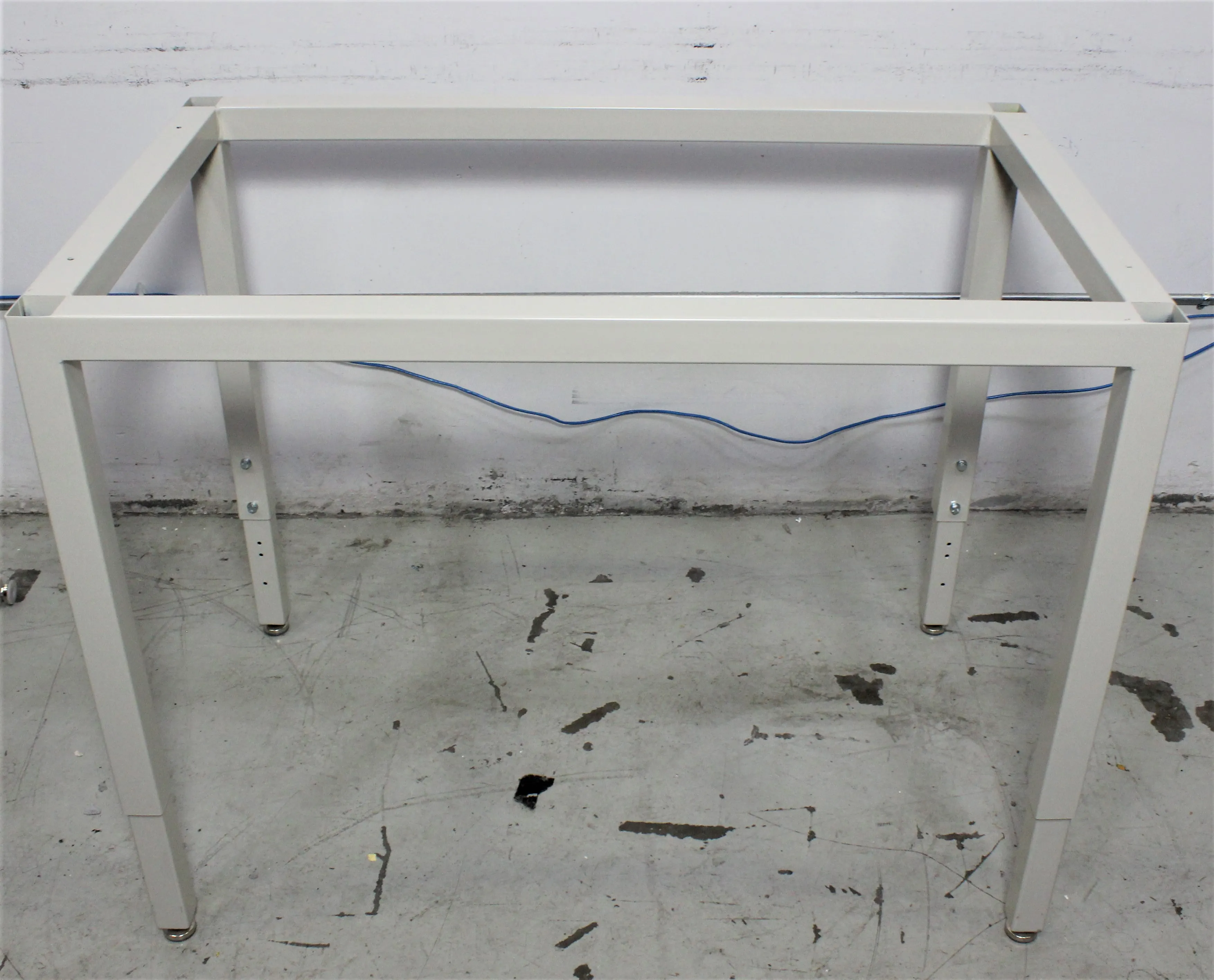 Sturdy Laboratory Work Table with Metal Legs and Wooden Surface