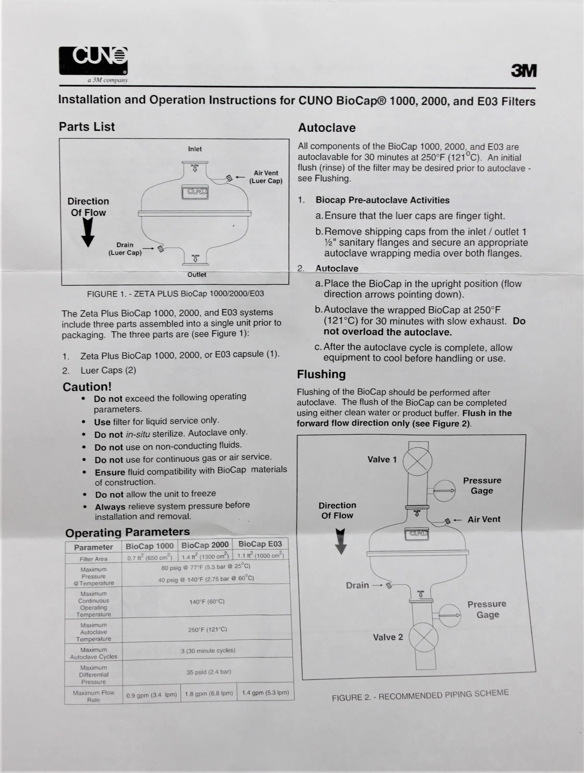 CUNO Zeta Plus Fluid Purification BioCap BCE03A10SP02A - Life Science Equipment