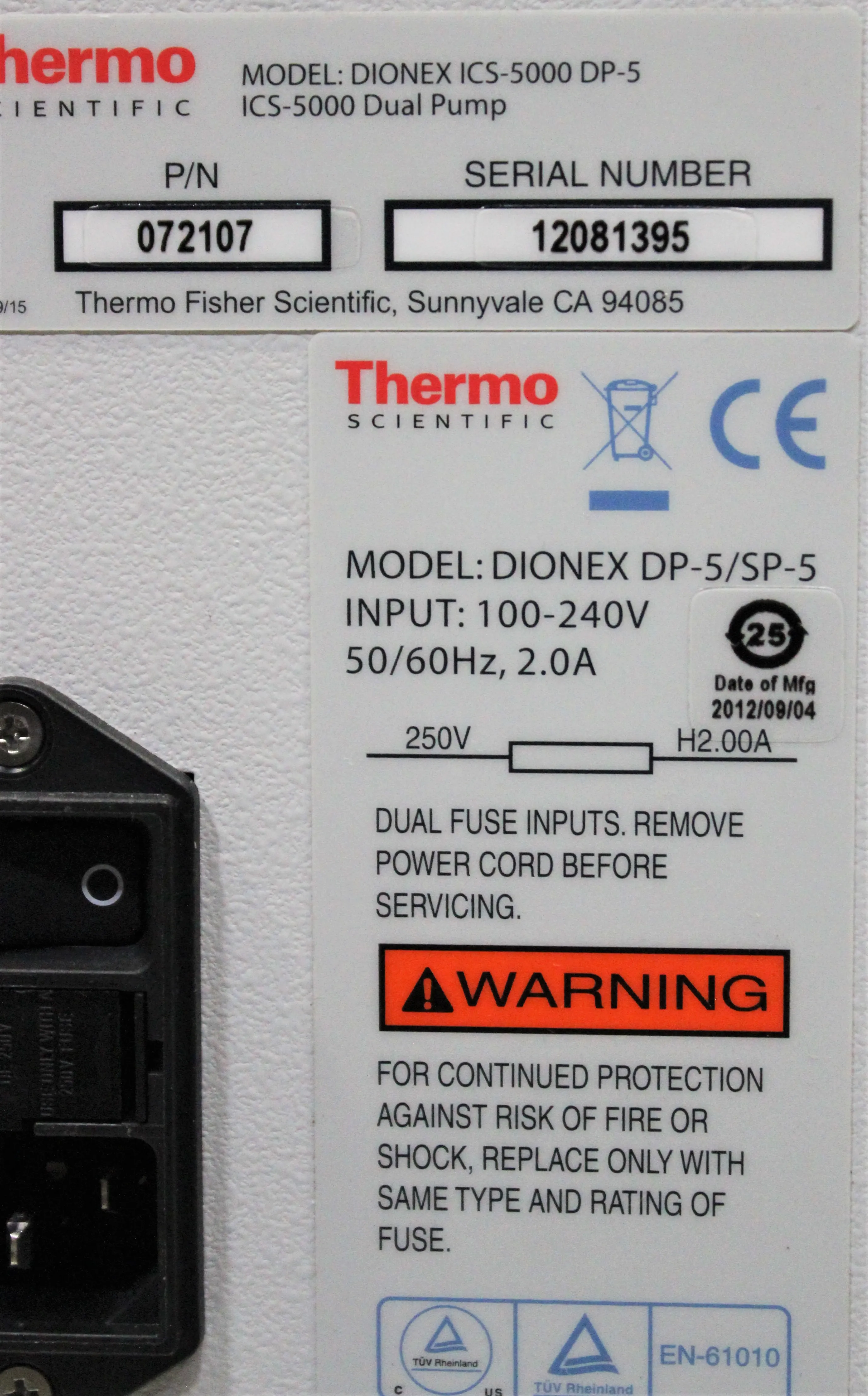 Thermo Scientific Dionex ICS-5000 DP-5 Analytical Gradient Pump, Not Working, For Parts