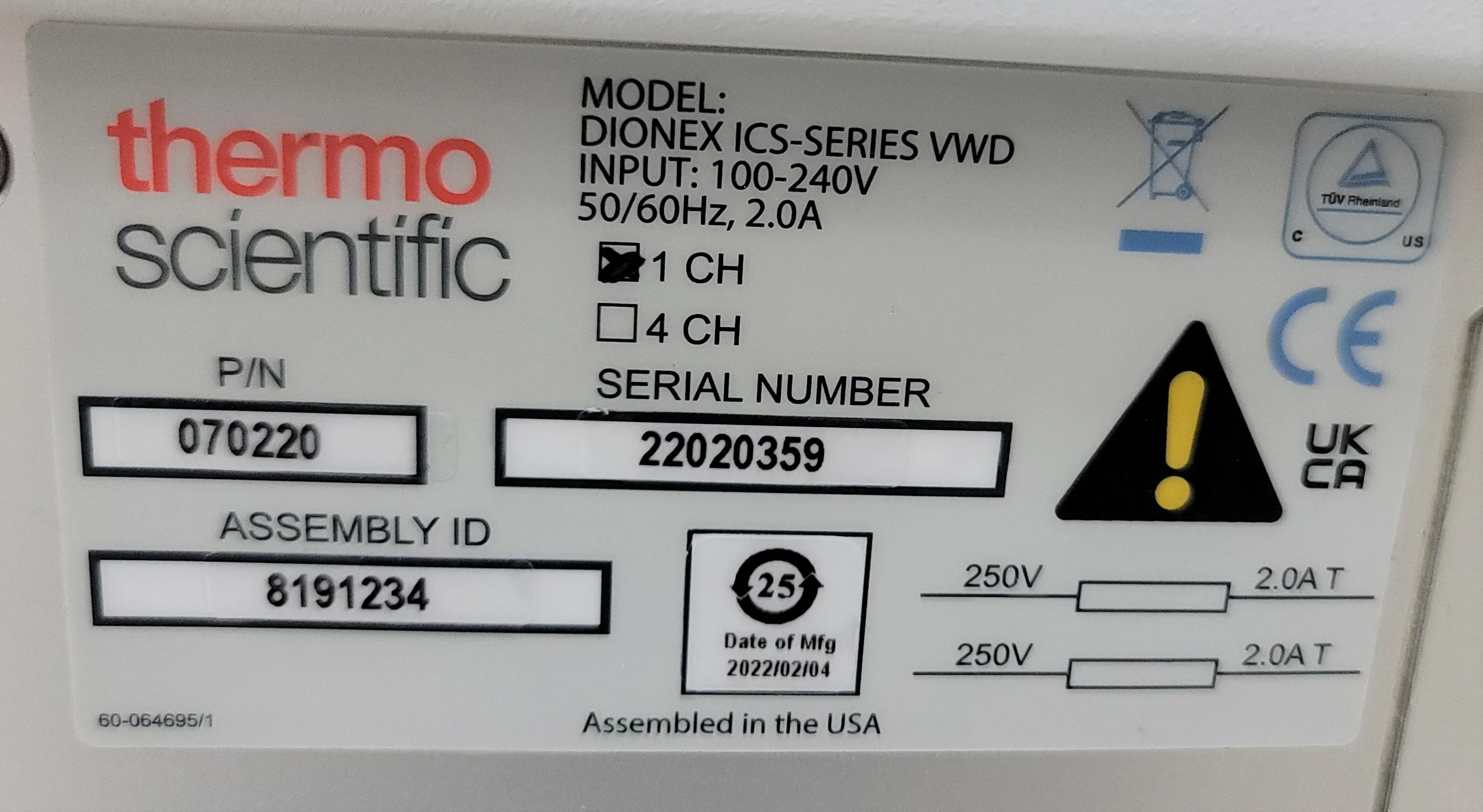 Thermo Scientific Dionex ICS-Series VWD Variable Wavelength Detector