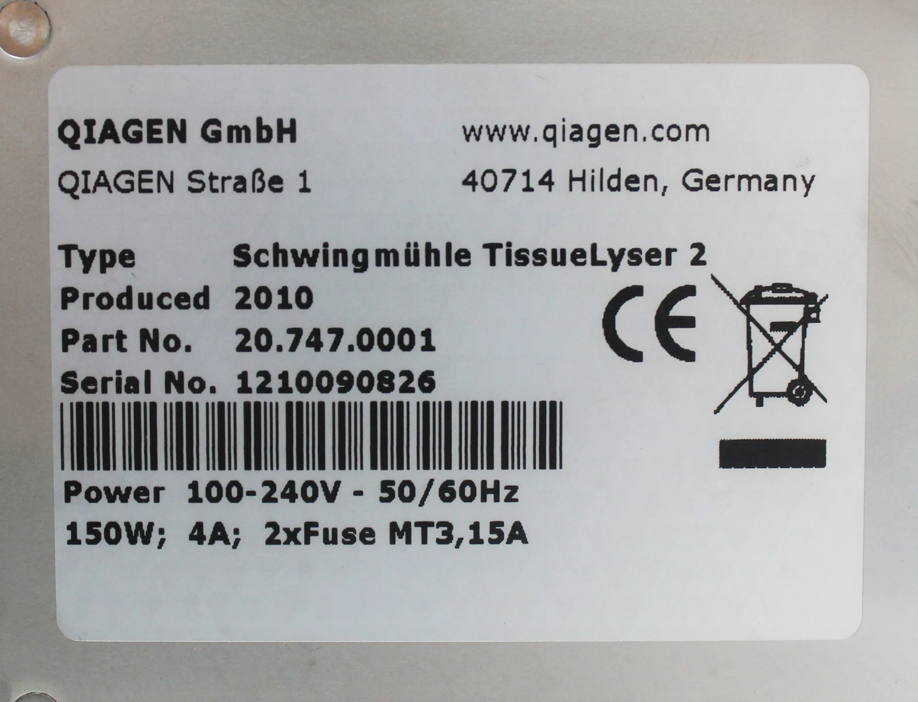 Qiagen TissueLyser 2 Homogenizer