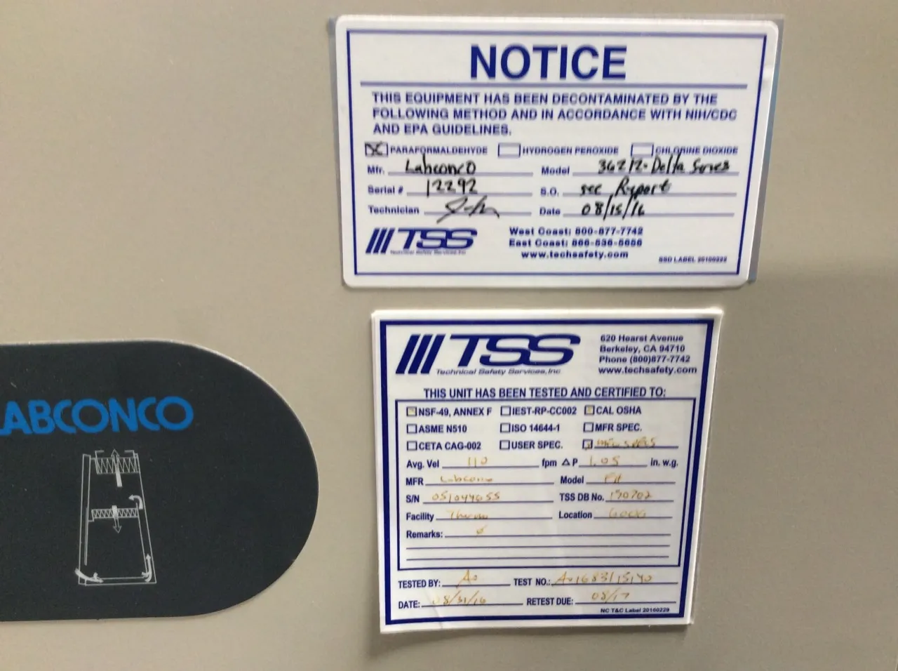 Labconco Purifier Class II Biosafety Cabinet