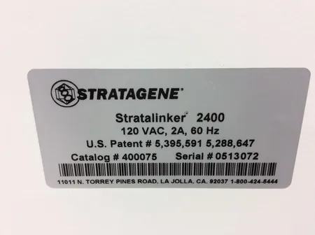 Stratagene UV Stratalinker 2400 Cat.400075 UV Crosslinker Molecular Biology Lab Equipment