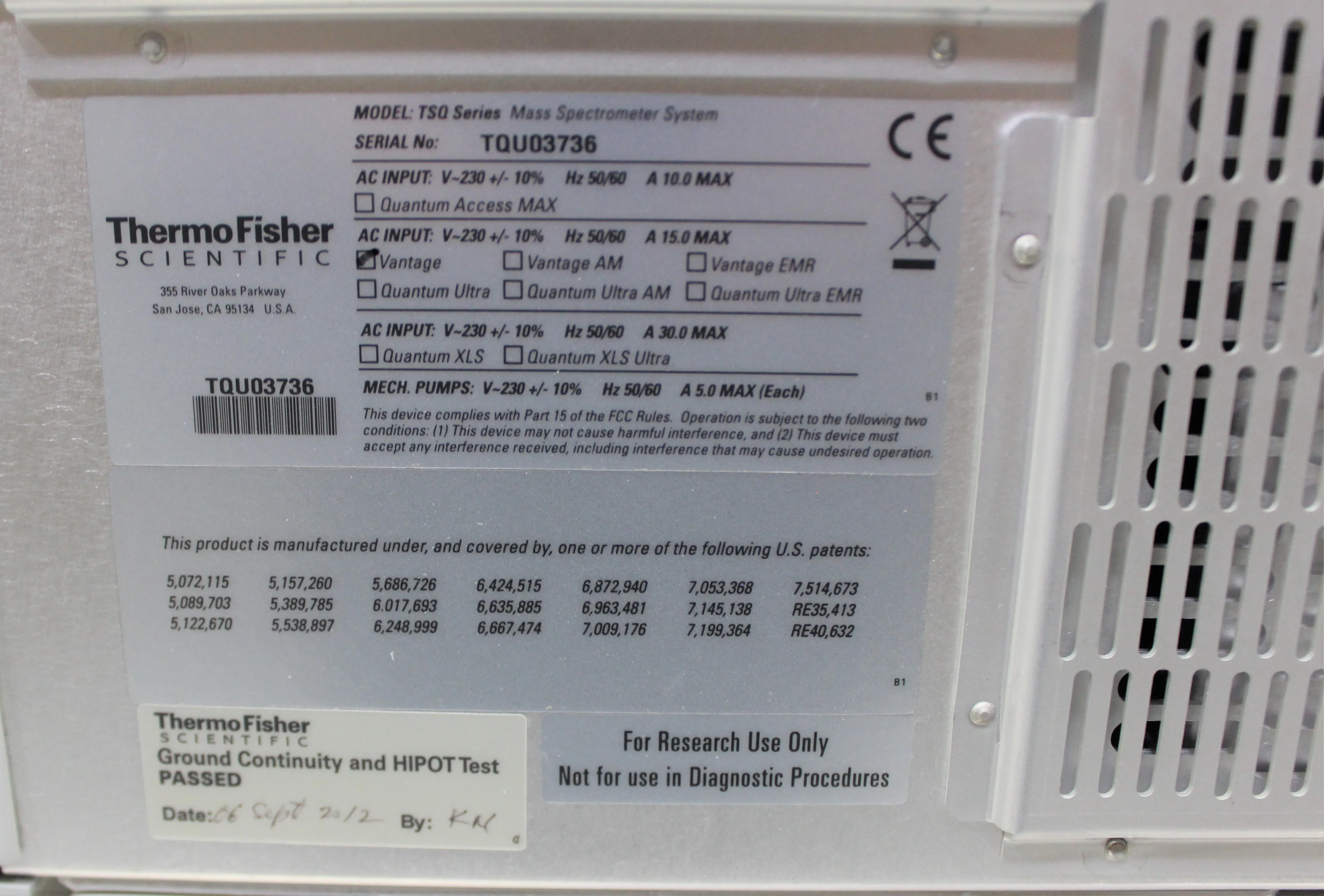 Thermo Scientific TSQ Vantage Triple Quadrupole Mass Spectrometer