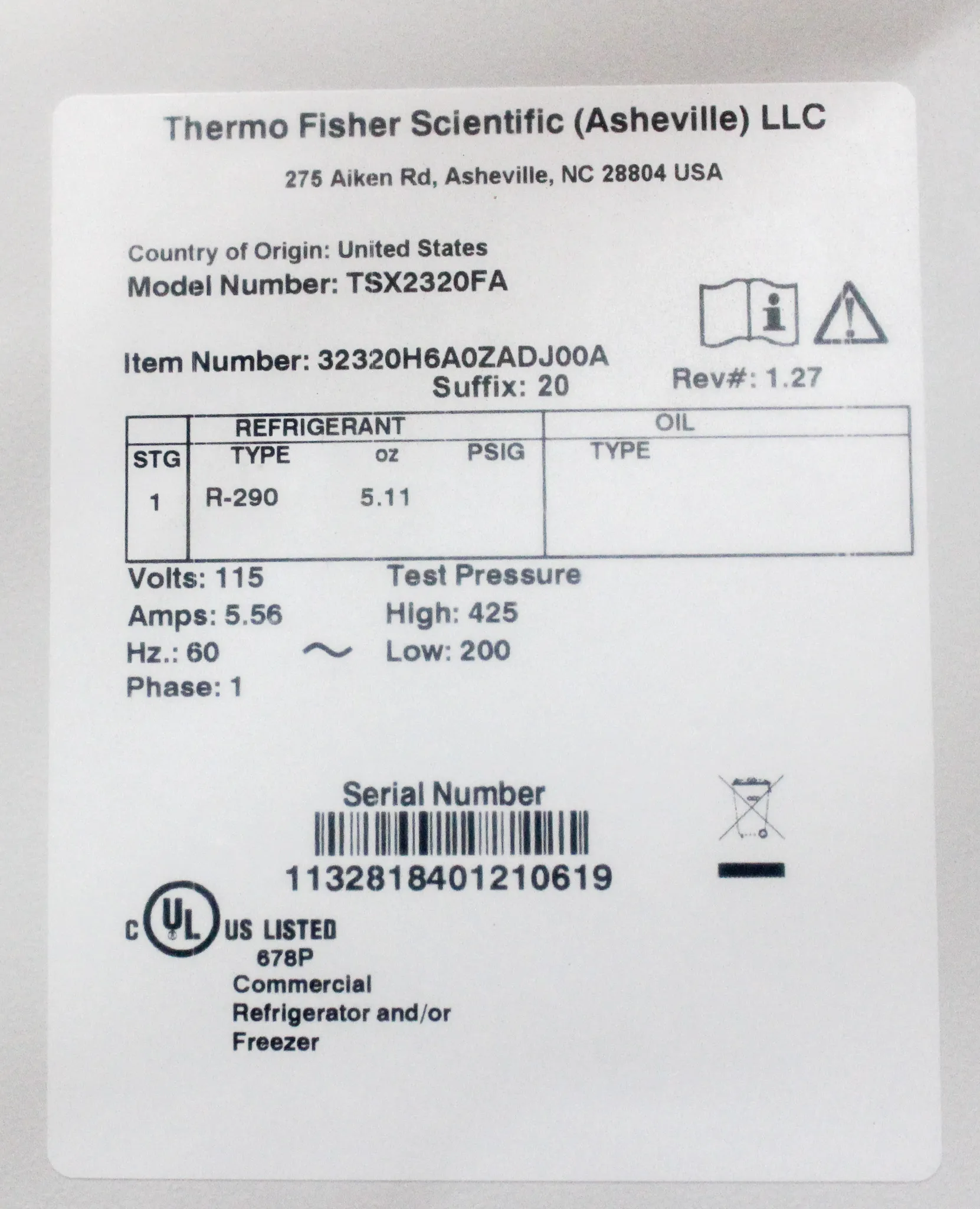 Thermo TSX Series High Performance -20C Manual Defrost Lab Freezer TSX2320FA