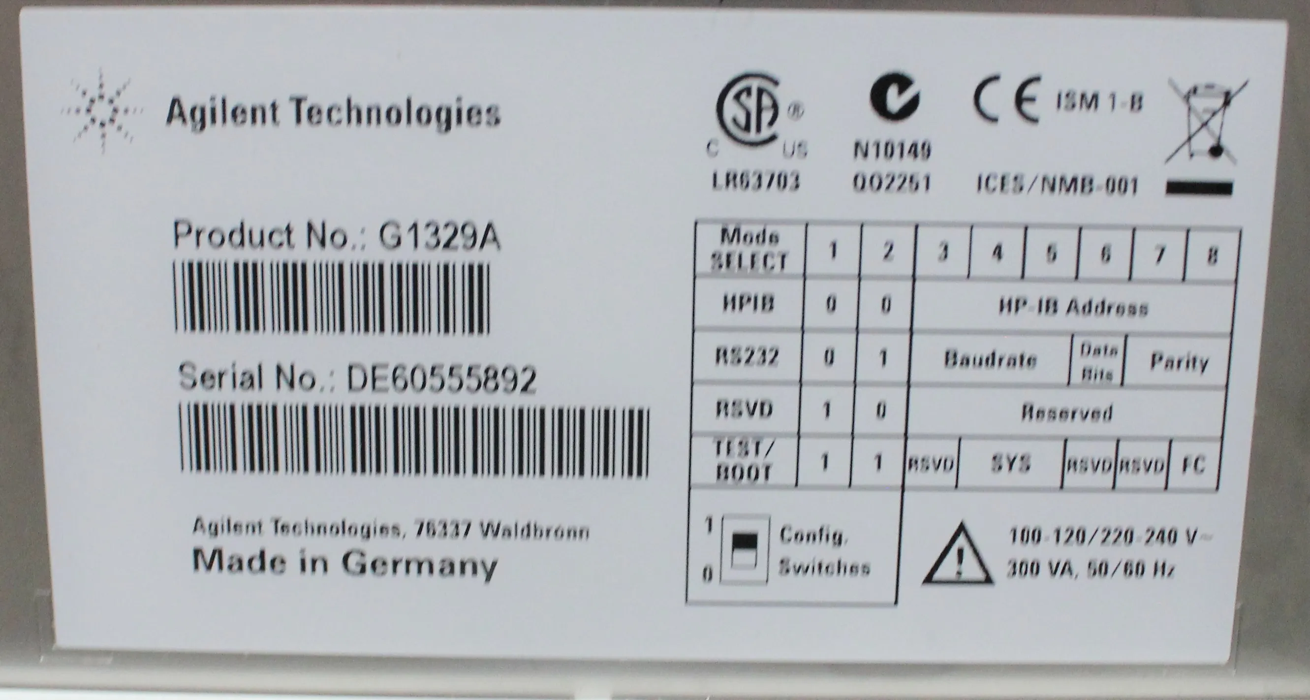 Agilent 1200 Series HPLC System with G1311A Quaternary Pump, G1329A Thermal Autosampler, and more