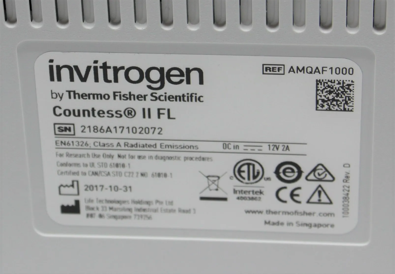 Invitrogen AMQAF1000 Countess II FL Automated Cell Counter with Imaging Software