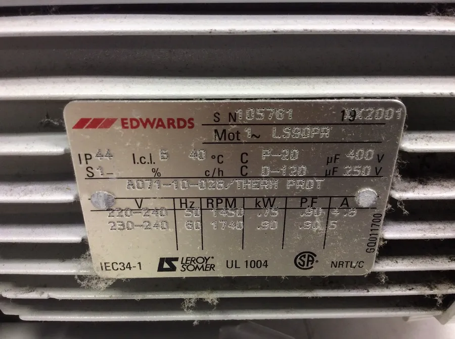 Edwards E2M30 Rotary Vane Dual Stage Vacuum Pump with EMF20 Oil Mist Filter - Good Working Condition