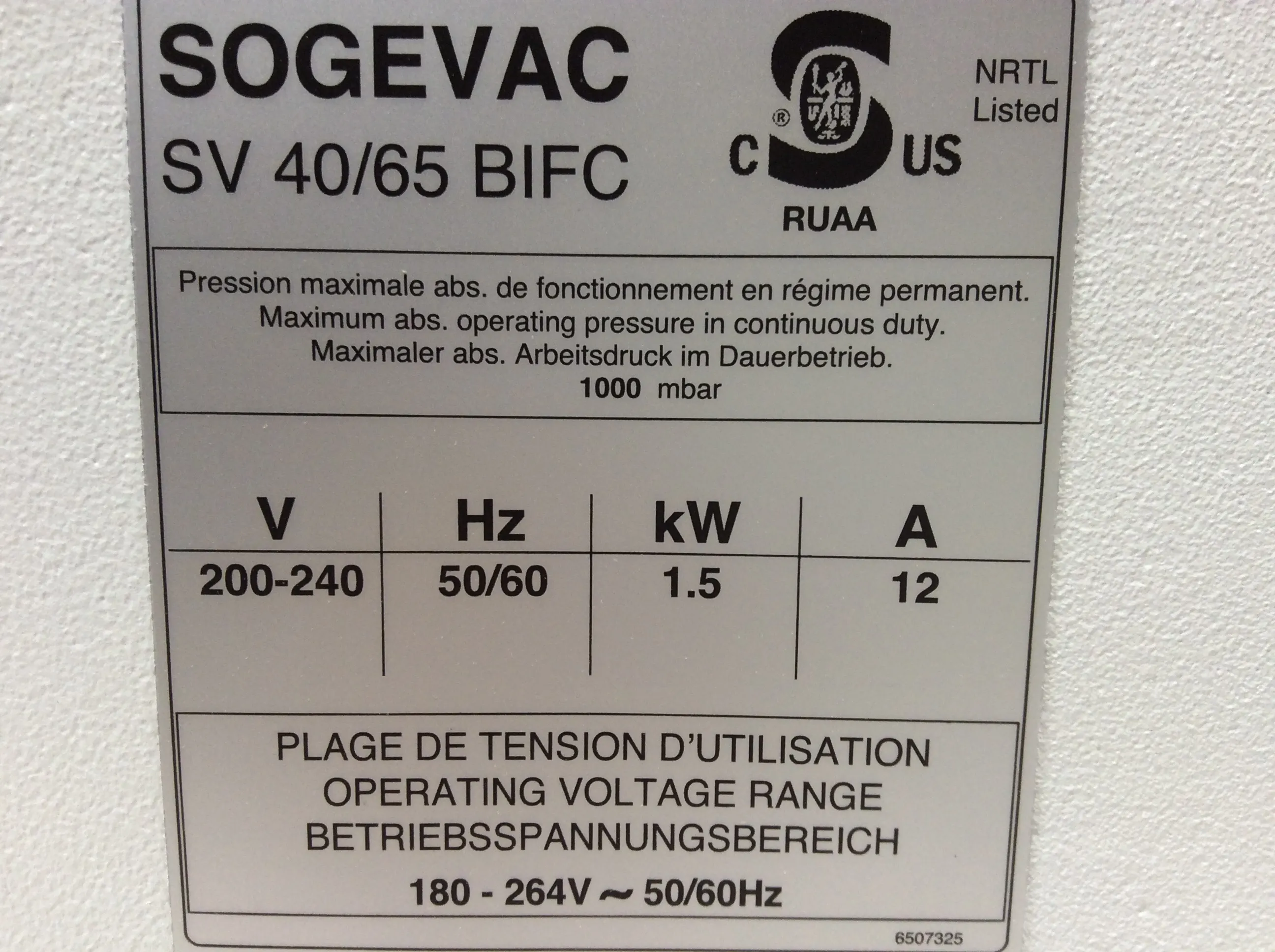 Sogevac SV65 BI FC Vacuum Pump