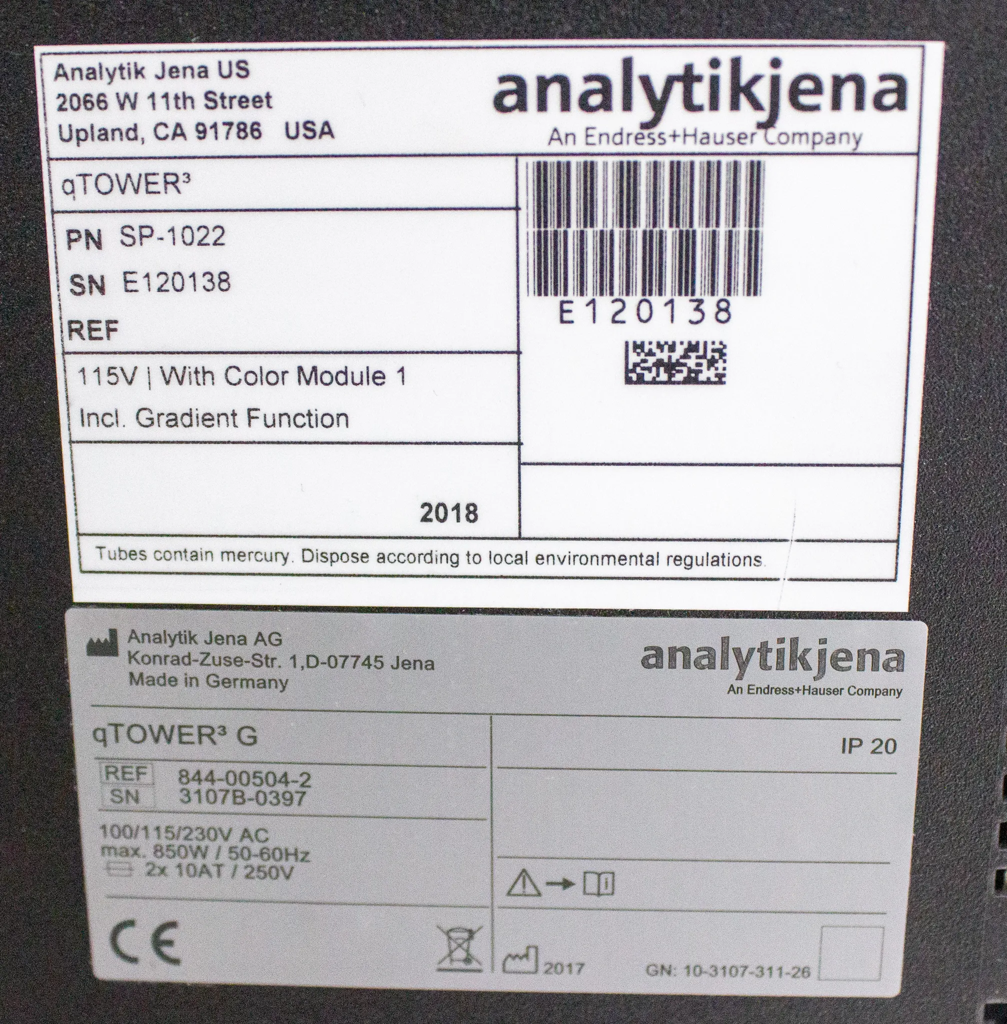 Analytik Jena qTOWER3G Real Time PCR Thermal Cycler P/N SP-1022