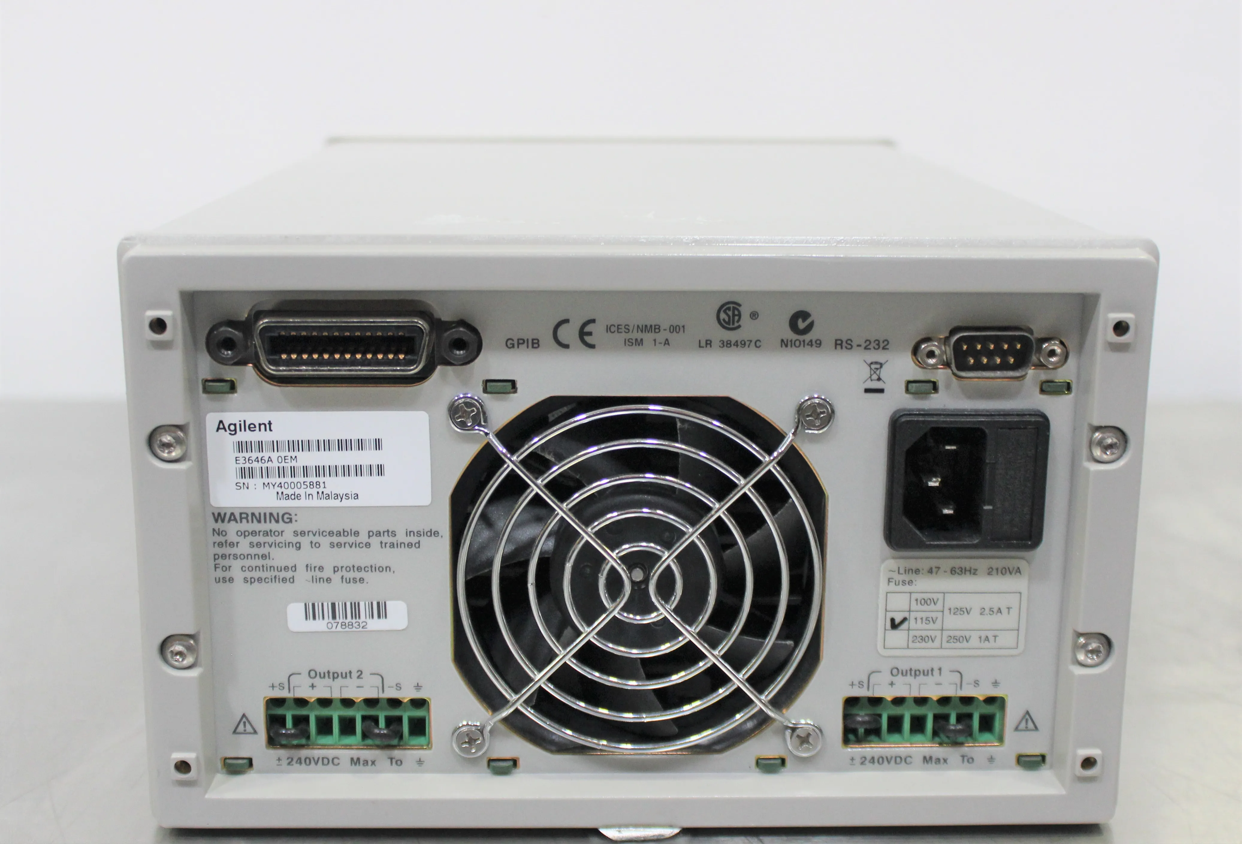 Agilent E3646A Selectable Output Range DC Power Supply