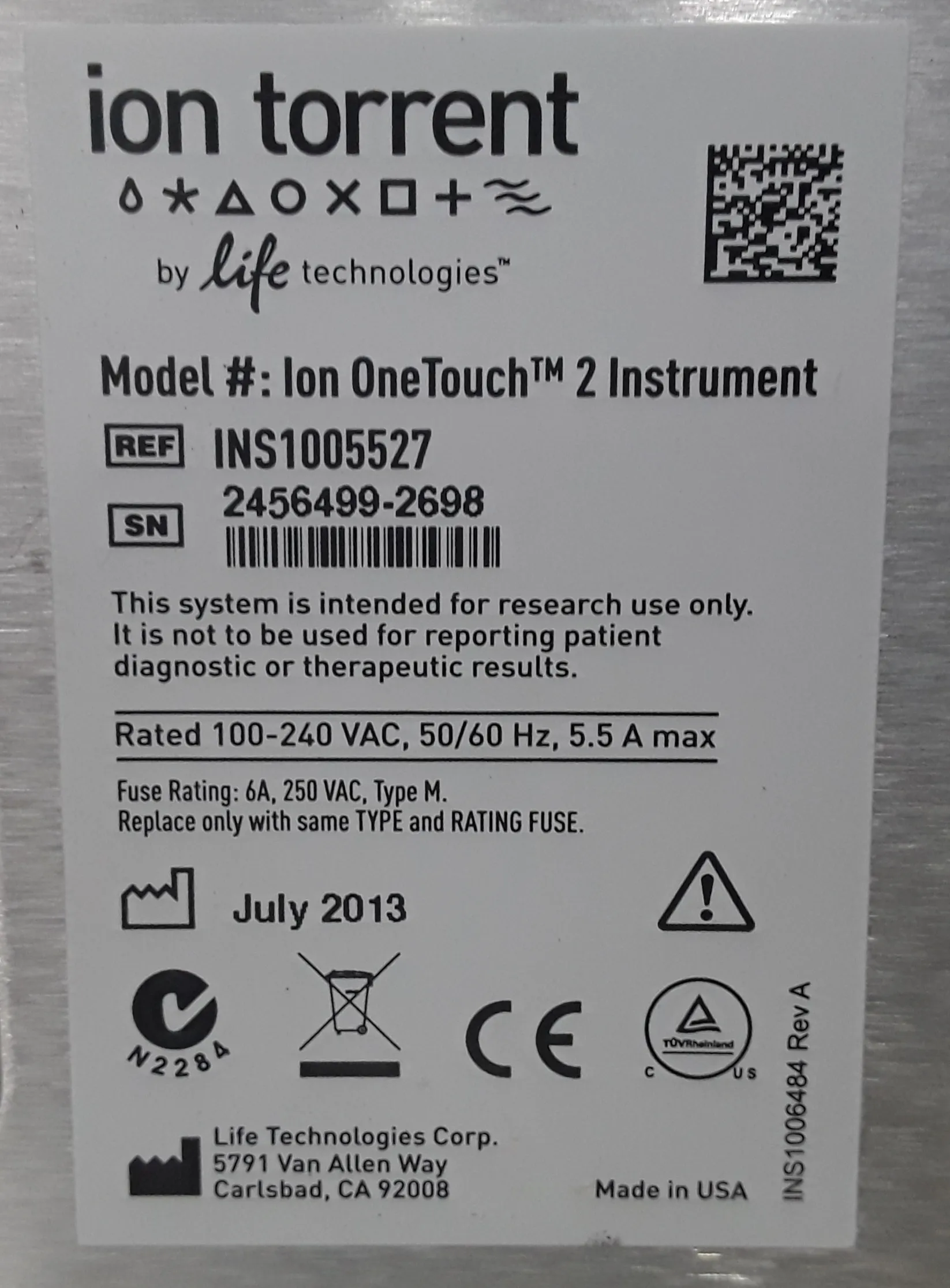 DNA Sequencer Ion Torrent INS1005527