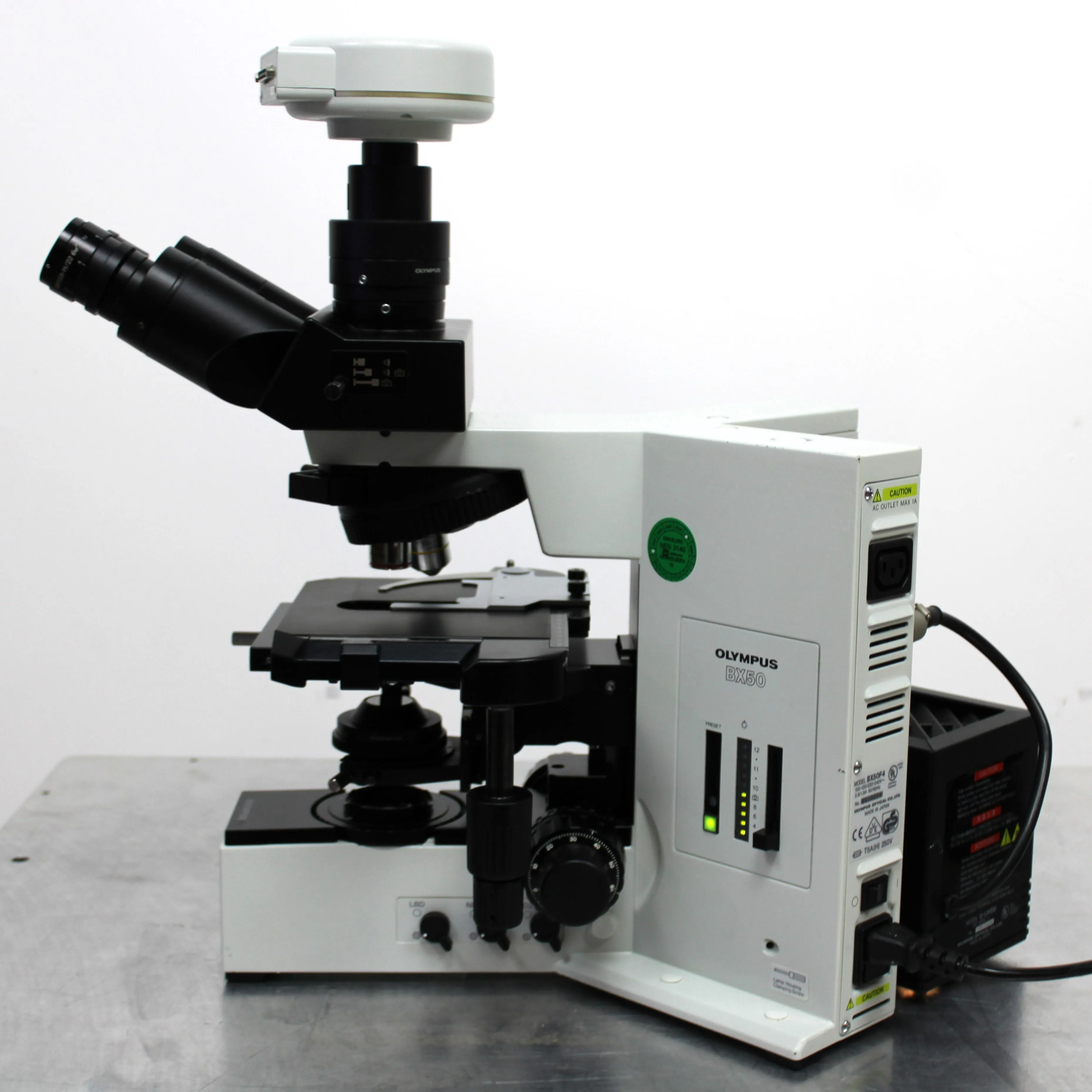 Olympus BX50F4 Microscope with Accessories and Camera