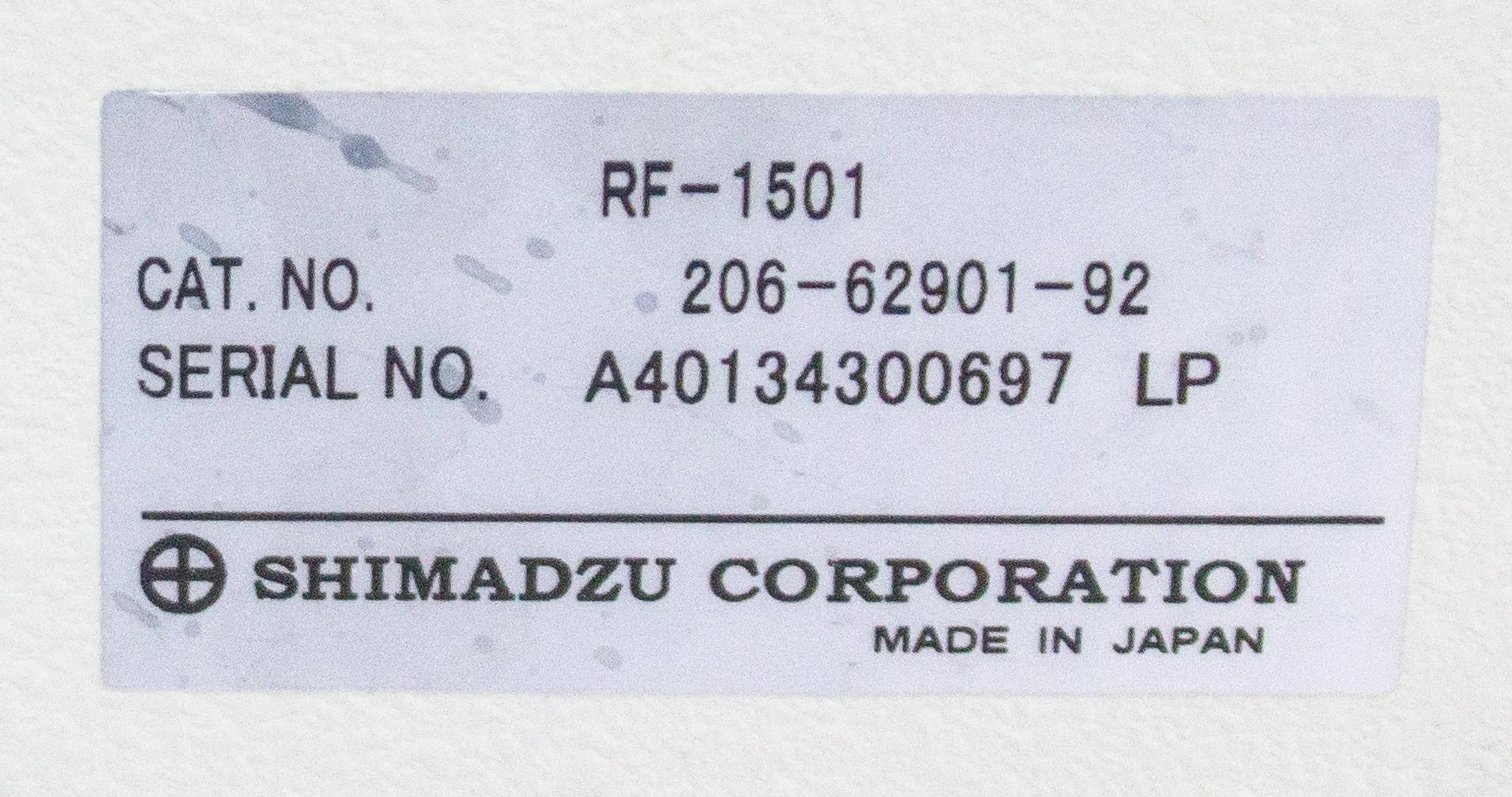 Shimadzu RF-1501 Spectrofluorophotometer Cat# 206-62901-92