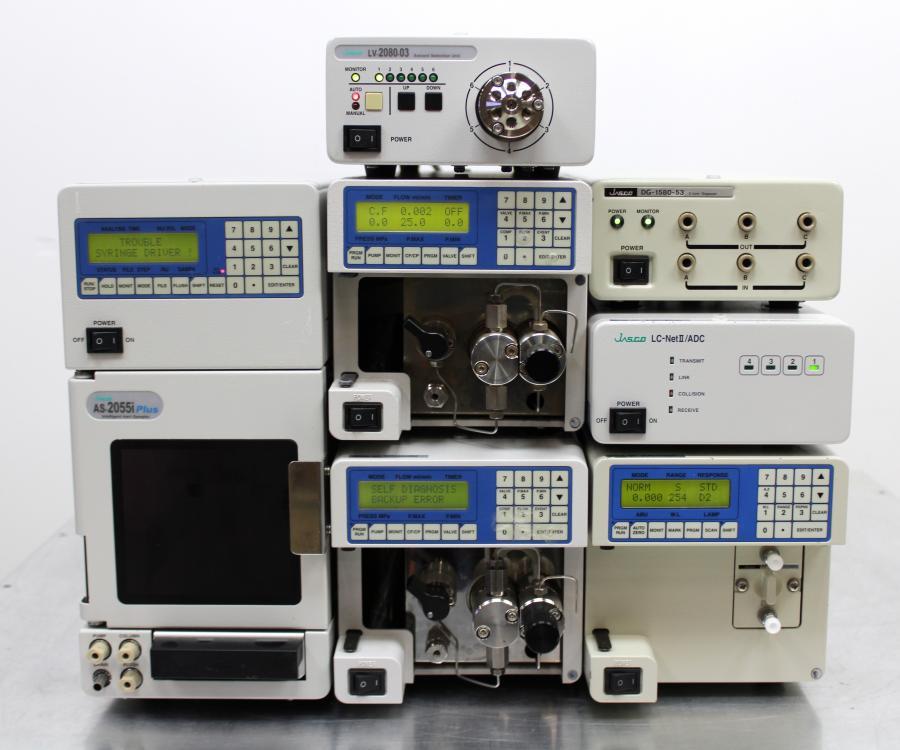 JASCO HPLC incl:DG-1580-53,LC-NET/ADC,UV-2075,LV-2080-03,PU-2080 x2,AS-2055i