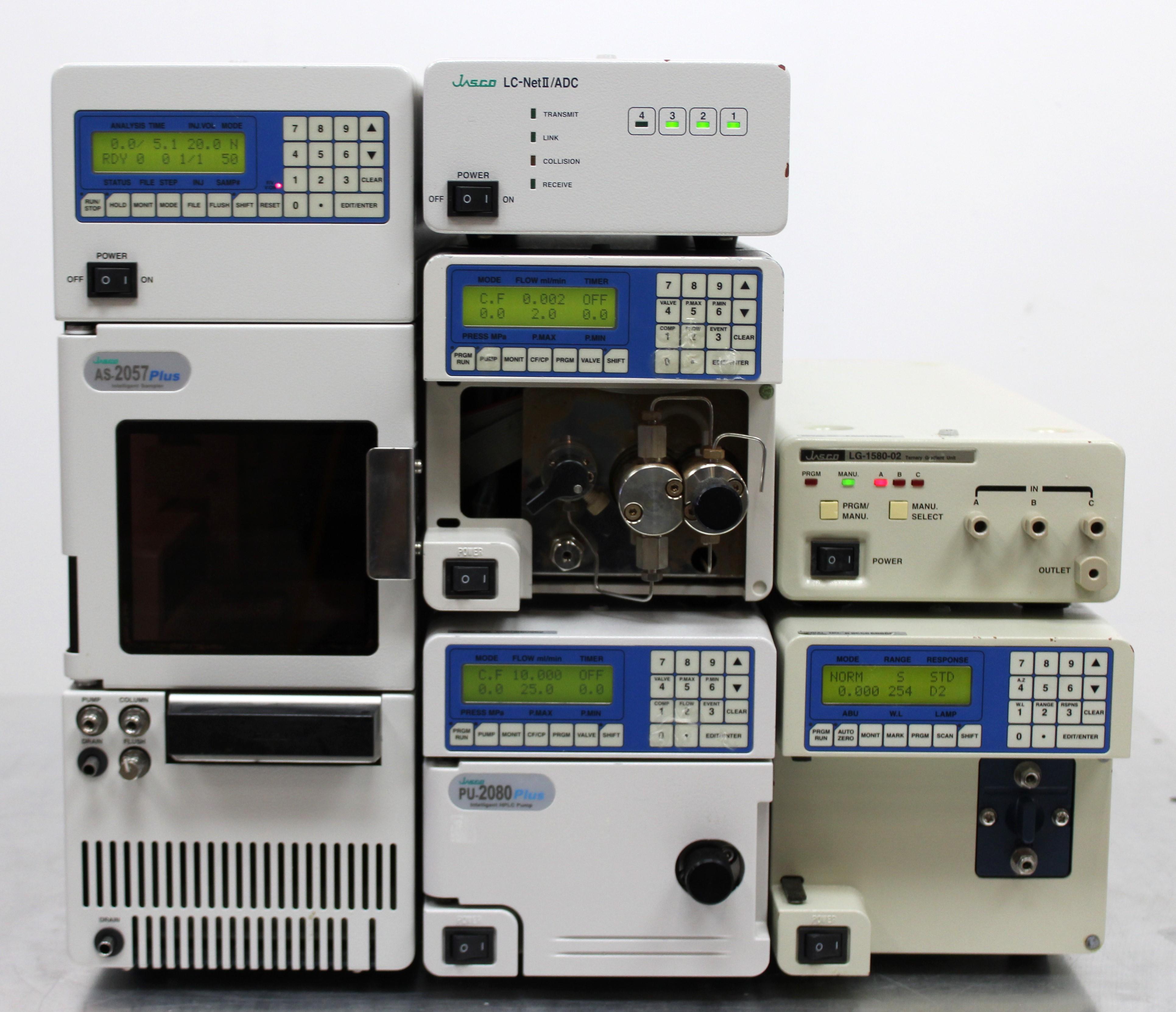 JASCO HPLC SYSTEM - AS-2057, LG-1580-02, UV-2075, LC-NET II/ADC, PU-2080,  PU-2080